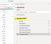 remove steps in power query