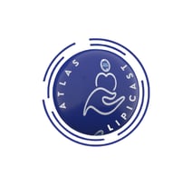 a blue and white logo 