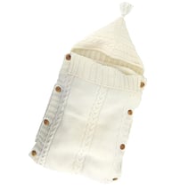 Baby sleeping bag with knitted fabric shell.