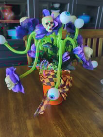 Skull and Eyeball Halloween Plant Decoration