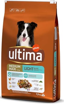 Canideo croquette pour chien Ultima Croquettes pour Chien Medium-Maxi Light Poulet Riz, 7.5 kg