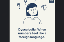 a person with a sign that says dyscalculia on the front page of a leaflet