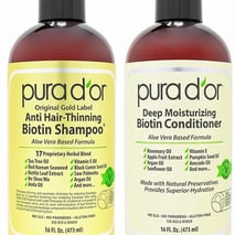 PURA D'OR Anti-Thinning Biotin Shampoo & Deep Moisturizing Conditioner Original Gold Label Set (16oz