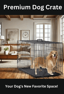 a dog in a crate cage