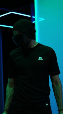 a man in a black shirt  