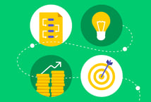 Strategic planning board with growth metrics and business goals.