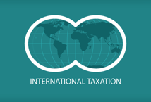 Globe with currency symbols and cross-border tax documents.