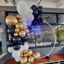 Circle backdrop hired for Maddison's 21st birthday in Victoria Point, Redlands.
