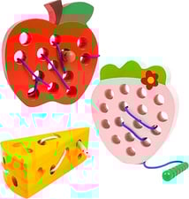 a collection of lacing toys