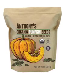 a bag of organic pumpkin seeds