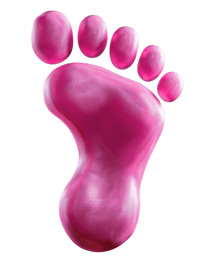 a pink 3d render foot print of a human's foot