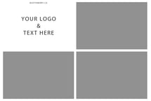 print layout with 3 photos and design on the top left