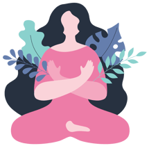 a woman sitting in a lotus position with her arms crossed and arms crossed showing mental wellness