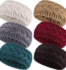 6 Piece set Women's Cable Knitted Headband Winter Chunky Ear Warmers for Daily Wear Sports