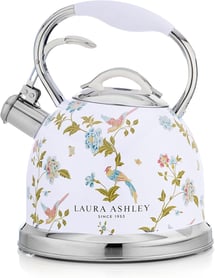 Laura Ashley White Stovetop fast Boil Stainless Steel Kettle Whistle 2.5L Silicon coated handle 