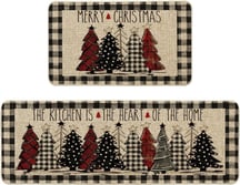 Artoid Mode Buffalo Plaid Xmas Tree Merry Christmas Kitchen Mats