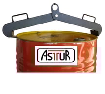 a red drum drum with a sign that says astir
