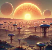 2 suns rising on an alien planet