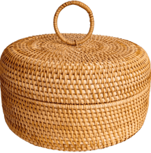 Large Round Rattan Basket Box with Lid
