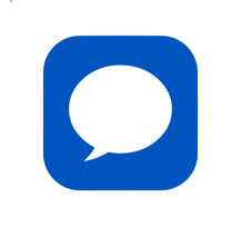Blue text message icon for Cleana Group home cleaning booking via SMS