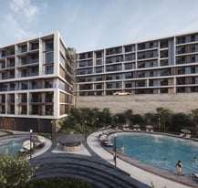Türkiye'nin Bartın ilinin Amasra ilçesinde gerçekleşmesi planlanan Blue Amasra adında bir toplu konut projesinin görüntüsü.