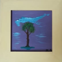 L'arbre. Carton entoilé et cadre bois, 21x21cm. 50€.