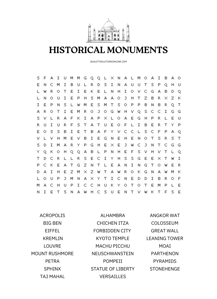 Historical monuments advanced word search