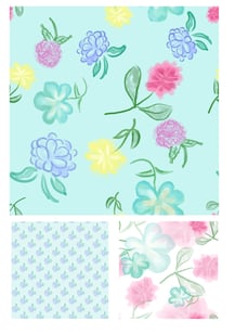 blue pastel floral pattern design for print or textile