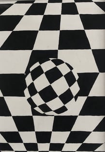 a black and white checkered checkered pattern of a sphere with a sphere ball