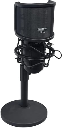 WOODBRASS Bird UM1 Pack Podcast Negro - Micrófono USB Cardioide con condensador PC y Mac