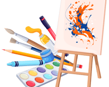 "Icon representing painting tuition availability with a paintbrush and canvas."