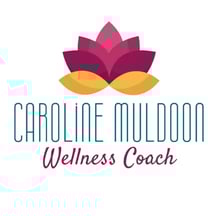 Logo Caroline Muldoon coaching pink and yellow lotus flower