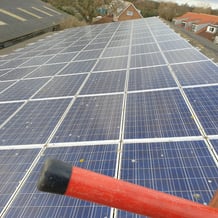 Before photo of solar panels on a Hull property covered in dust and debris, reducing their efficiency before cleaning
