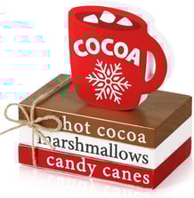 Christmas Wood Decor, Hot Cocoa Decorative Books Stack