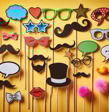 a bunch of different types of photo booth props