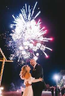 Santorini wedding fireworks