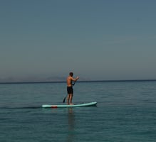  Person paddleboarding on calm waters off the coast of Alcudia