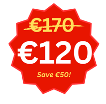 a red and white sign with a red and yellow price tag on it