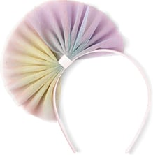 a pink and purple tulle white headband