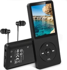 AGPTEK Reproductor MP3 de 16GB 1.8" Pantalla con Auriculares 