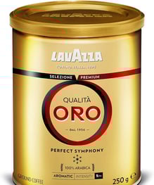 Paquet de café 'Lavazza | Qualità Oro', disponible en grains entiers et moulu.