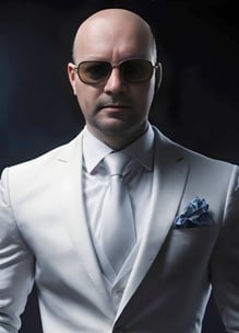 image of studio manager in elegant light grey suit