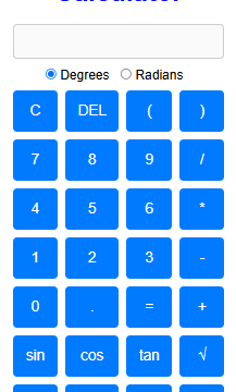 This is Scientific Calculator with Radian and Degrees features with different operators available.