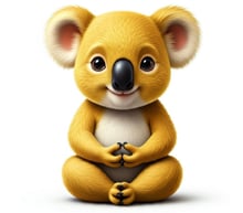 Breezy, the Breathe Balance koala, meditating peacefully. Mindful breathing workshops in Sydney.