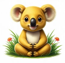 Breathe Balance mascot, Breezy, a friendly golden koala promoting mindfulness and well-being