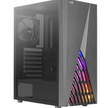 a computer case with a colorful rainbow - colored leds