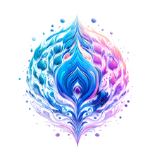 a blue and purple colored abstract painting of a peacock feather feather