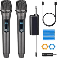 HUACAM micrófono inalámbrico Dual UHF Recargable para karaoke