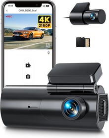 GKU Dashcam D600 con Tarjeta SD de 64GB color negro