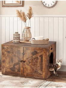 litter box cabinet brown Timberer Hidden Cat Litter Box Enclosure Wooden Cat Cabinet 
